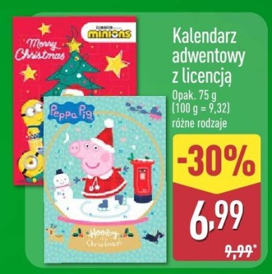 Kalendarz adwentowy z licencją, różne rodzaje promocja w Aldi