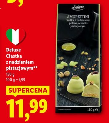 Ciastka z nadzieniem pistacjowym Deluxe promocja w Lidl
