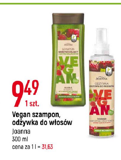 Szampon nab艂yszczaj膮cy z octem malinowym Joanna vegan promocja