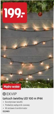 Łańcuch świetlny LED 100 m IP44 promocja w Jula