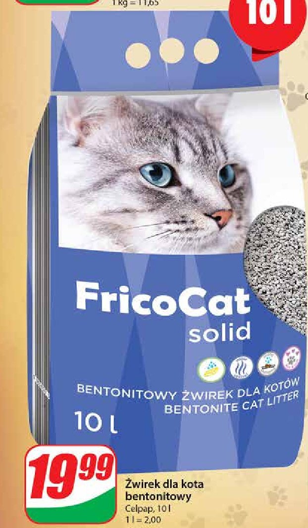 Żwirek bentonitowy solid Fricocat promocja w Dino