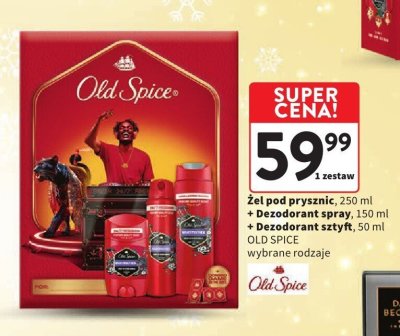 Zestaw Żel pod prysznic 250 ml + Dezodorant spray 150 ml + Dezodorant sztyft 50 ml OLD SPICE wybrane rodzaje promocja w Intermarche