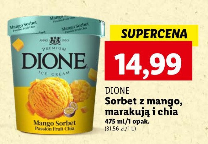 Sorbet mango-marakuja z nasionami chia DIONE promocja