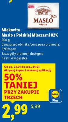 Masło z Polskiej Mleczarni 82% promocja w Lidl