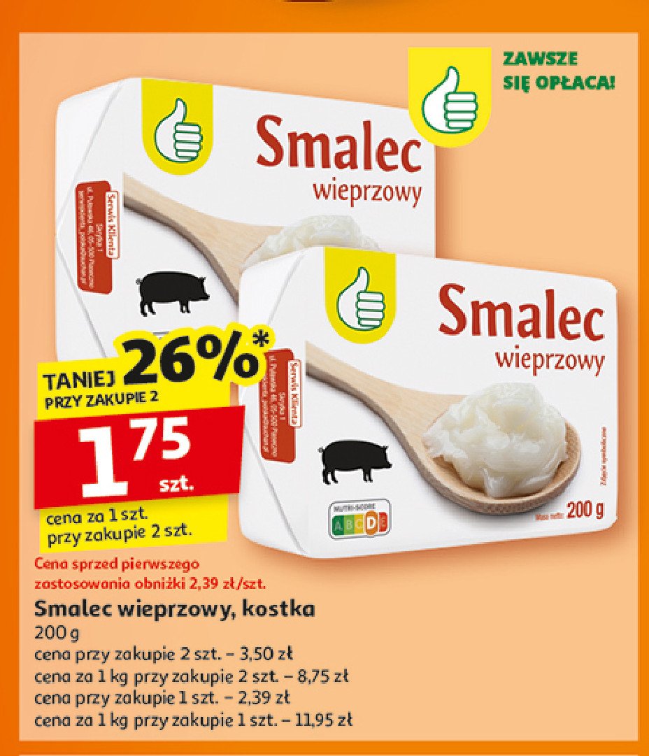 Smalec wieprzowy Podniesiony kciuk promocja w Auchan