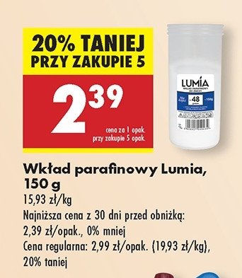 Wkład parafinowy 48h 150 g Lumia promocja w Biedronka