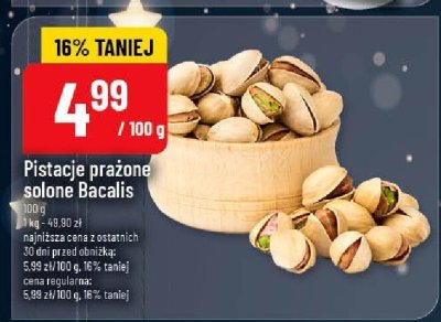Pistacje prażone solone Bacalis 100g promocja w POLOmarket