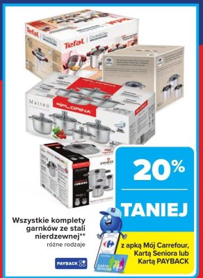 Wszystkie komplety garnków ze stali nierdzewnej różne rodzaje promocja w Carrefour