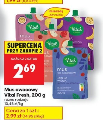 Mus owocowy Vital Fresh, 200 g: różne rodzaje promocja w Biedronka