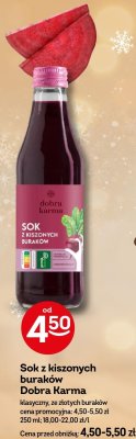 Sok z kiszonych buraków Dobra Karma klasyczny, ze złotych buraków promocja w Żabka