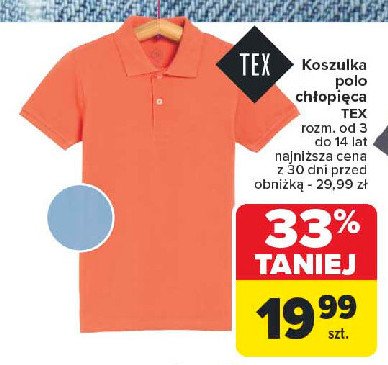 Koszulka polo chłopięca 3-14 lat Tex promocja w Carrefour