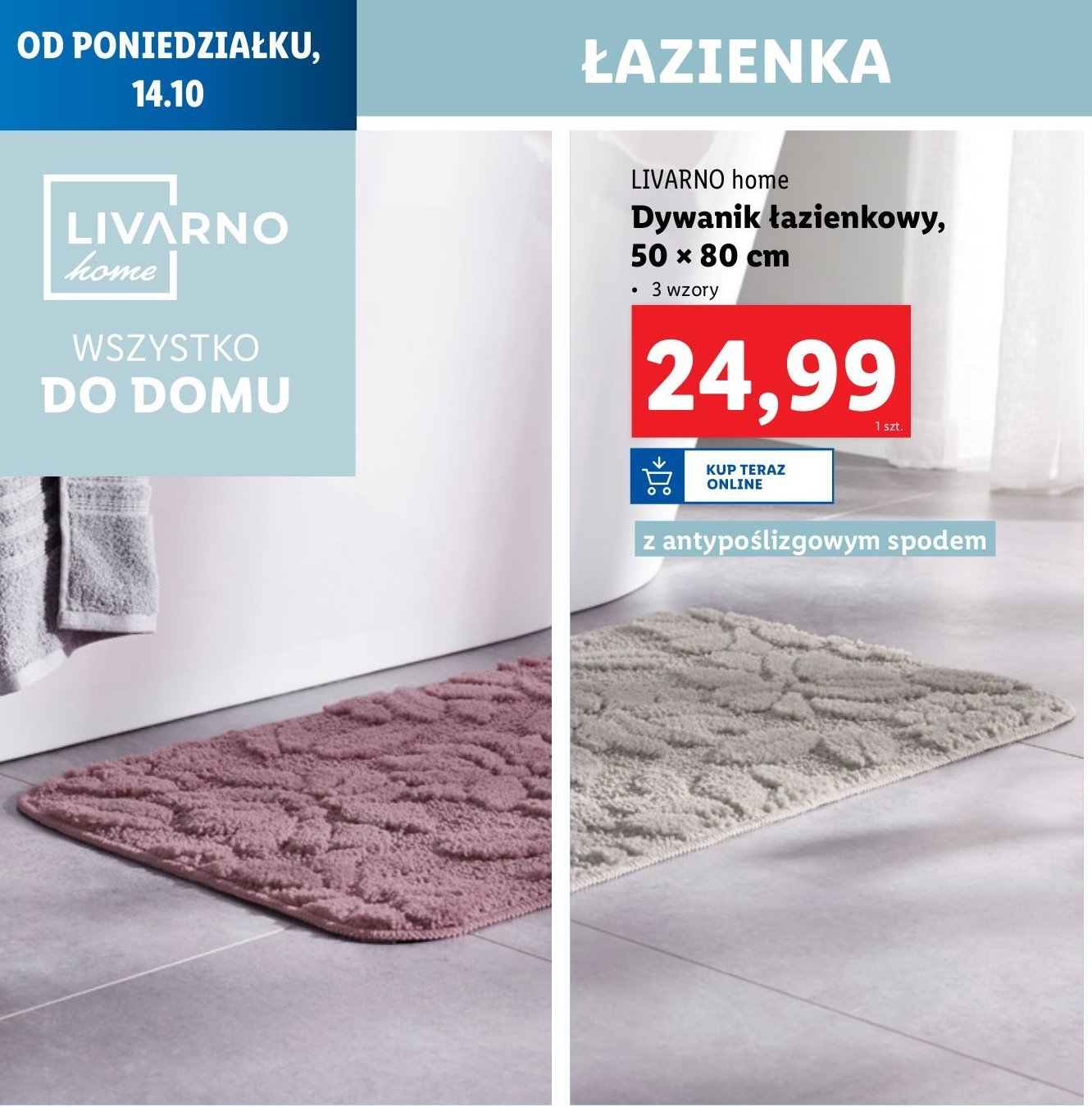 Dywanik łazienkowy 50 x 80 cm promocja