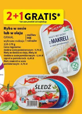 Filety bez skóry z makreli w sosie pomidorowym GRAAL promocja w Intermarche