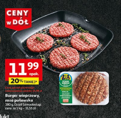 Burger wieprzowy Auchan pewni dobrego promocja