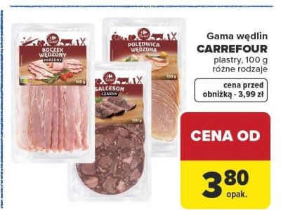 Gama wędlin CARREFOUR plastry 100g różne rodzaje promocja w Carrefour