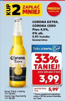 Piwo Corona Extra 0%  promocja w Kaufland