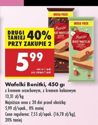 Wafelki tasso z kremem kakaowym Bonitki promocja
