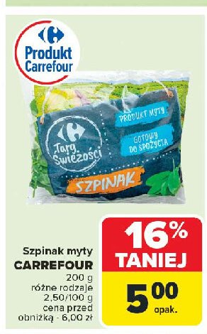 Szpinak myty Carrefour targ świeżości promocja w Carrefour