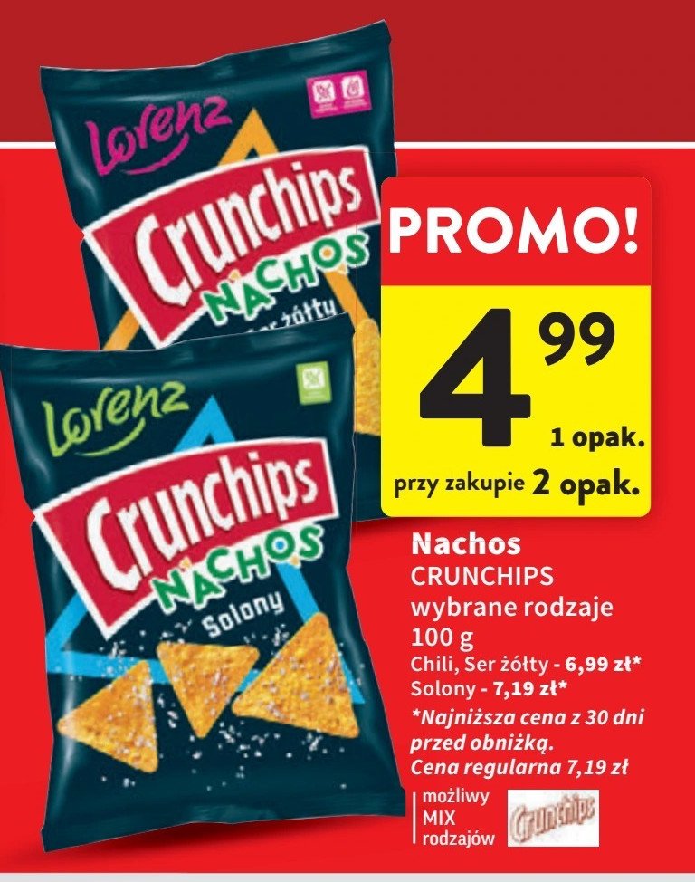 Chipsy ser żółty Crunchips nachos promocja w Intermarche