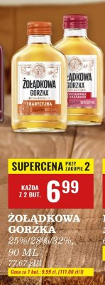 Wódka Żołądkowa Gorzka truskawka-rabarbar 25% 90 ml promocja w Biedronka