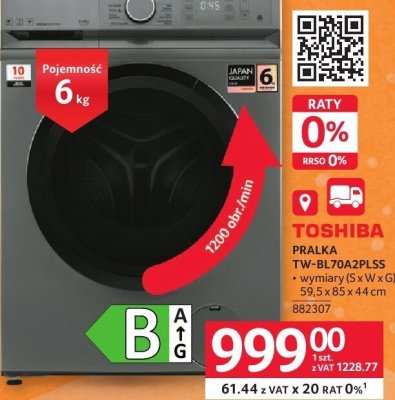 Pralka TOSHIBA TW-BL70A2PL5S promocja w Selgros