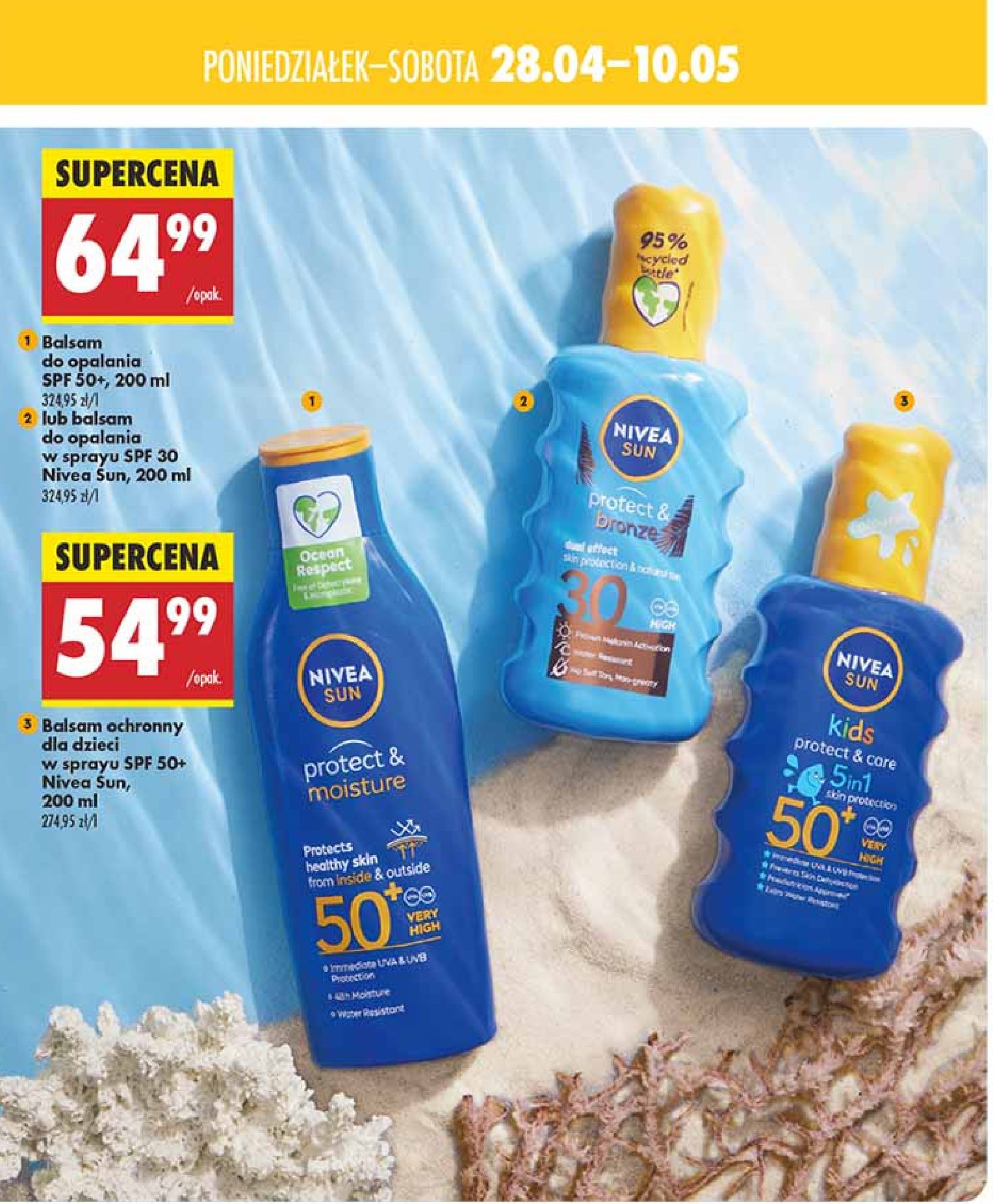 Nawilżający balsam do opalania spf 50+ Nivea sun protect & moisture promocja w Biedronka