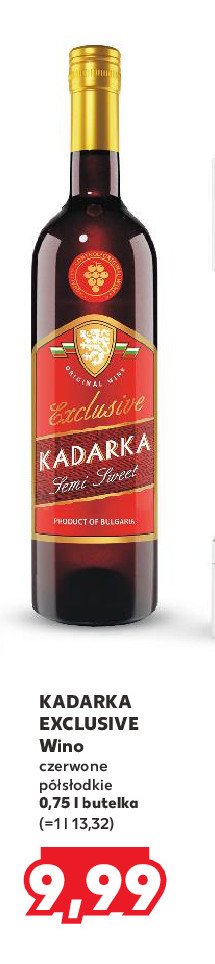 Wino czerwone półsłodkie KADARKA EXCLUSIVE promocja