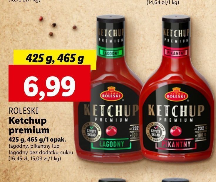 Ketchup łagodny premium bez dodatku cukru Roleski promocja