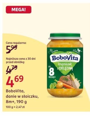 Danie w słoiczku BoboVita, 8m+, 190 g promocja w Rossmann
