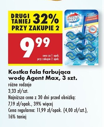 Zawieszka do wc żelowa cytrusowa świeżość Agent max promocja w Biedronka