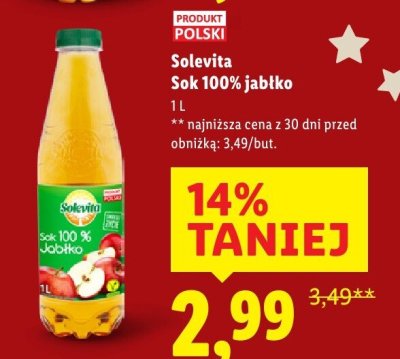 Sok Solevita Sok 100% jabłko promocja w Lidl