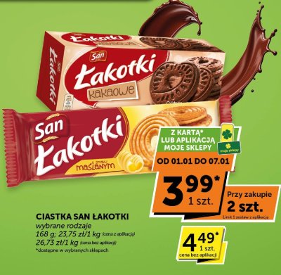 Ciastka San Łakotki kakaowe promocja w Euro Sklep