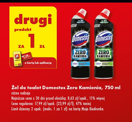 Żel do wc blue Domestos zero kamienia promocja