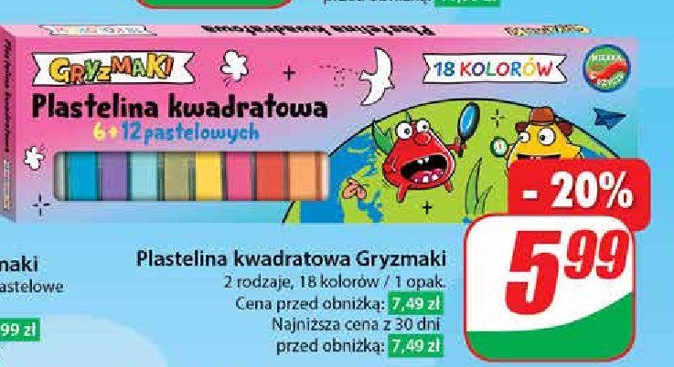 Plastelina kwadratowa Gryzmaki promocja