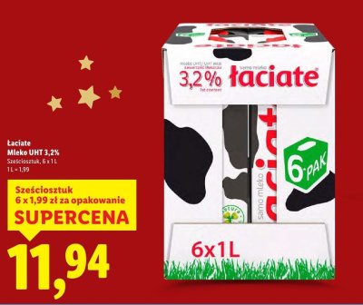 Mleko UHT 3,2%, 6 x 1L promocja w Lidl
