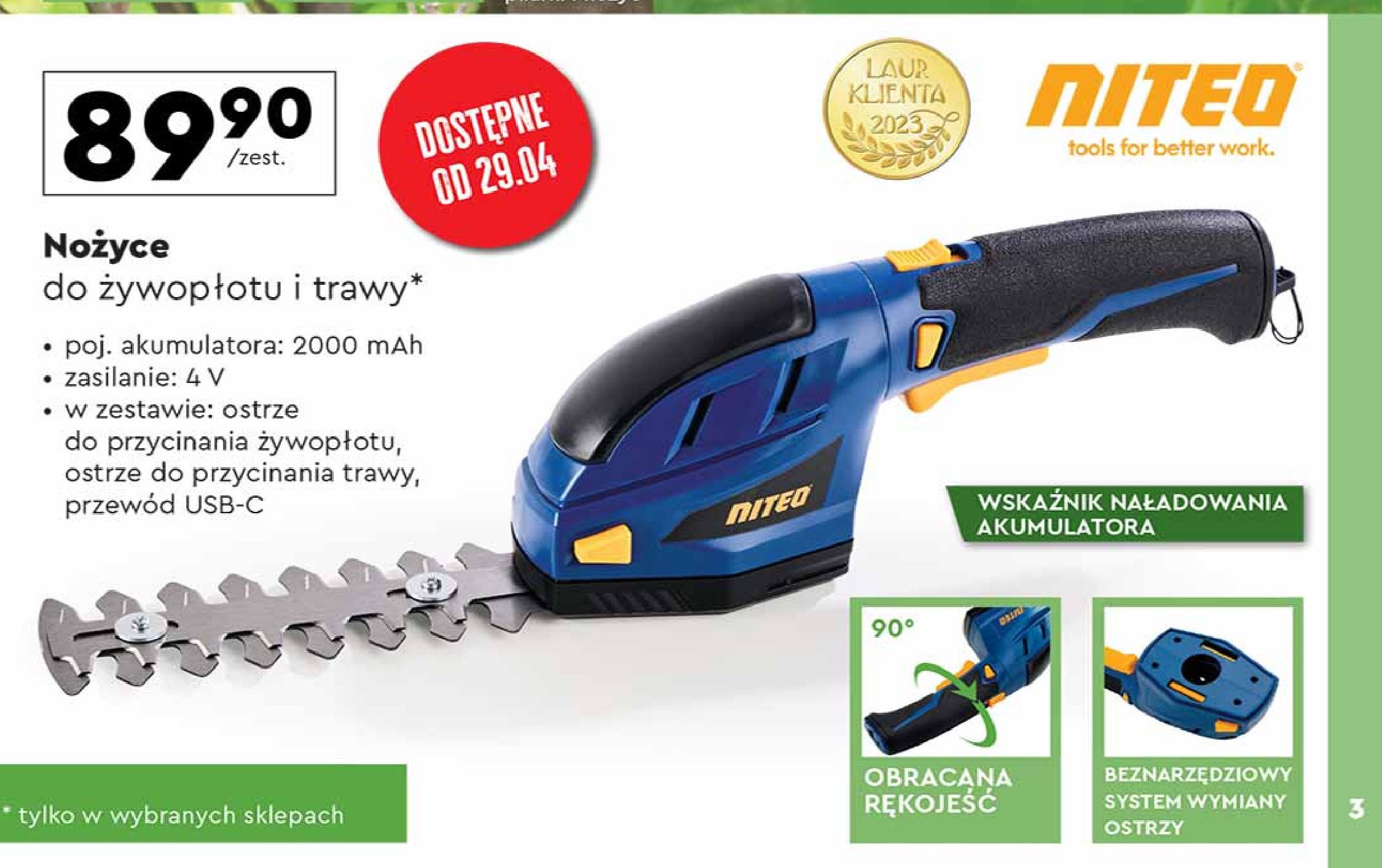Nożyce do żywopłotu 450 w Niteo tools promocja
