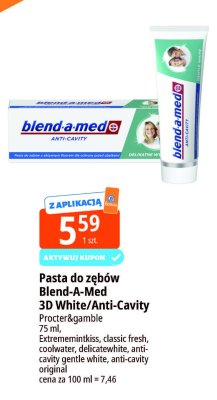 Pasta do zębów Blend-A-Med 3D White/Anti-Cavity promocja w Leclerc