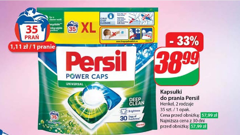 Kapsułki do prania deep clean universal PERSIL POWER CAPS promocja w Dino