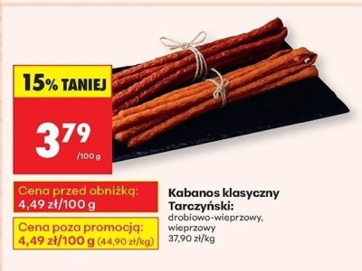 Kabanos klasyczny Tarczyński drobiowo-wieprzowy promocja w Biedronka