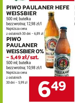 Piwo Paulaner hefe-weissbier alcohol free promocja