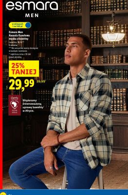 Koszula flanelowa męska z bawełny M-XL  promocja w Lidl