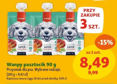 Przysmak dla psa Wanpy pasztecik Lamb 90 g promocja w MAXI ZOO