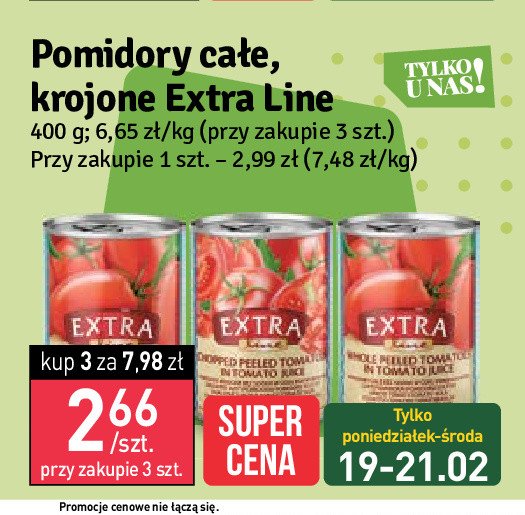 Pomidory w sosie własnym krojone EXTRA LINE MAXIMA promocja