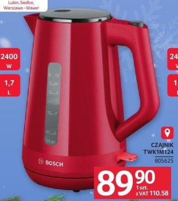 Czajnik BOSCH TWK1M124 czerwony 1,7 L 2400 W promocja w Selgros