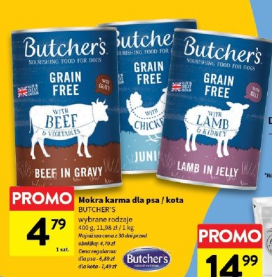 Mokra karma dla psa / kota BUTCHER'S wybrane rodzaje promocja w Intermarche