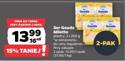 Ser Gouda, plastry 2x250 g promocja w Netto