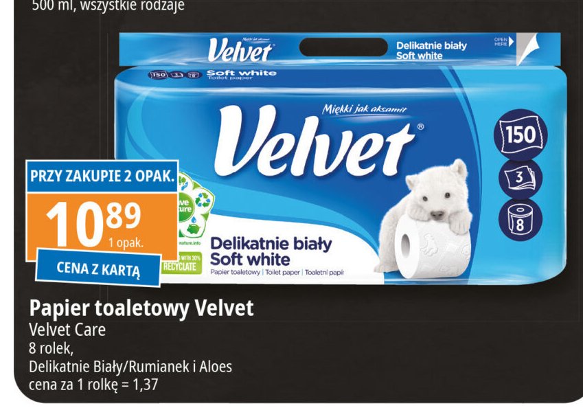 Papier toaletowy delikatnie biały Velvet promocja