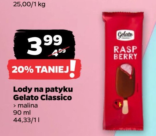 Lód malinowy Gelato classico promocja