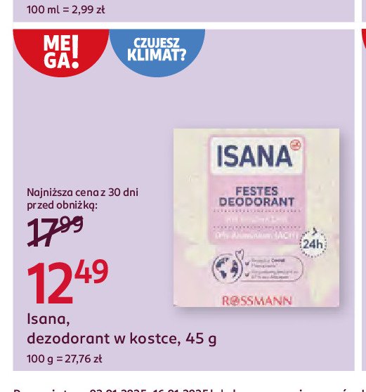 Dezodorant w kostce floralem duft Isana promocja w Rossmann