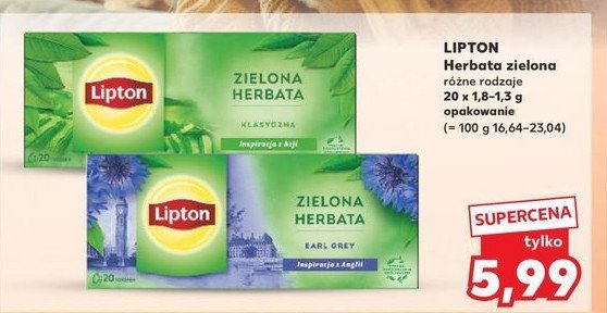 Herbata classic Lipton green tea promocja